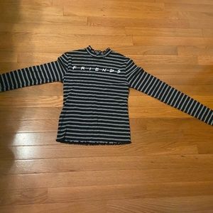 FRIENDS lettuce trim mock neck long sleeve shirt
